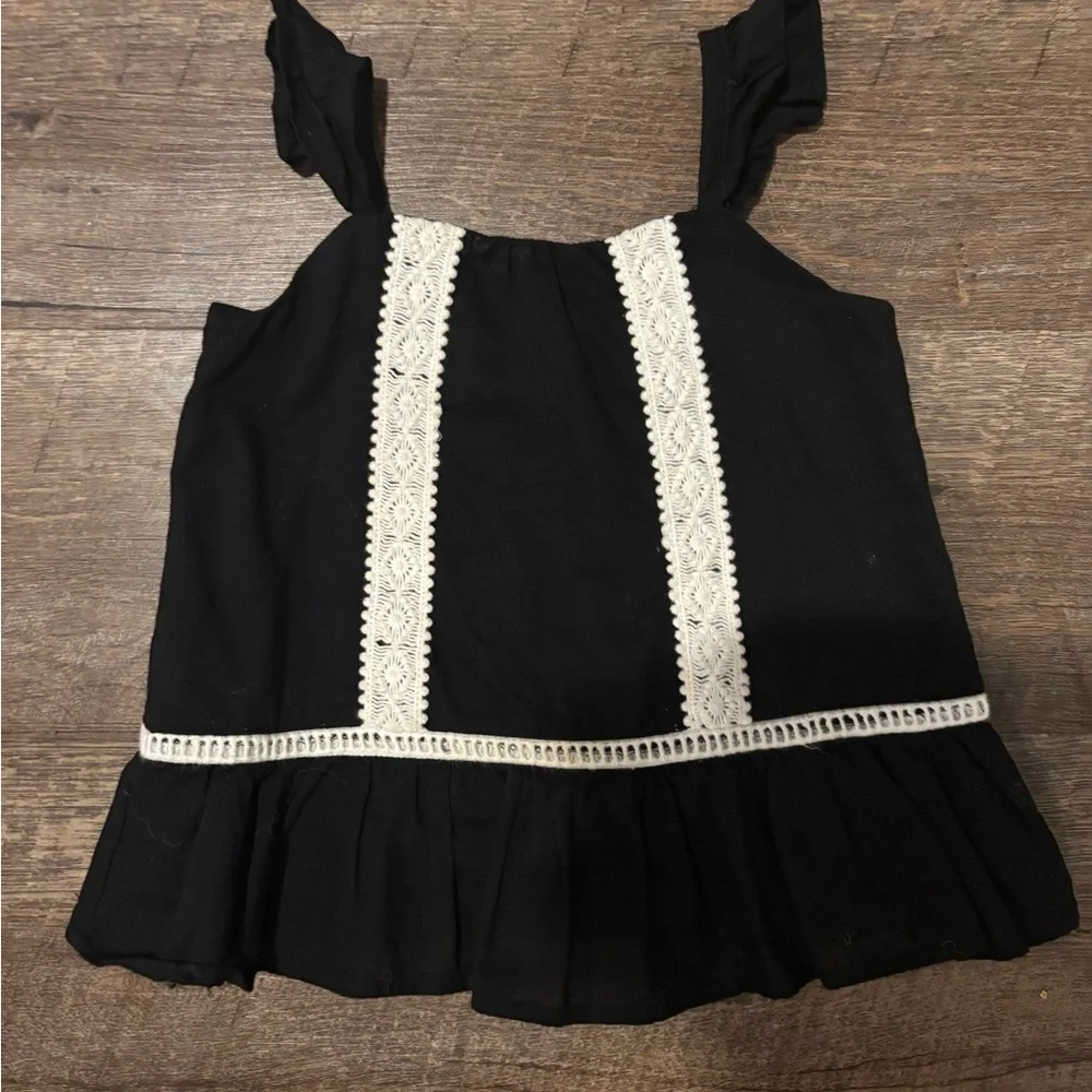 Janie and Jack Peplum Top Cotton Batiste Crochet Trim Flutter Sleeve Toddler